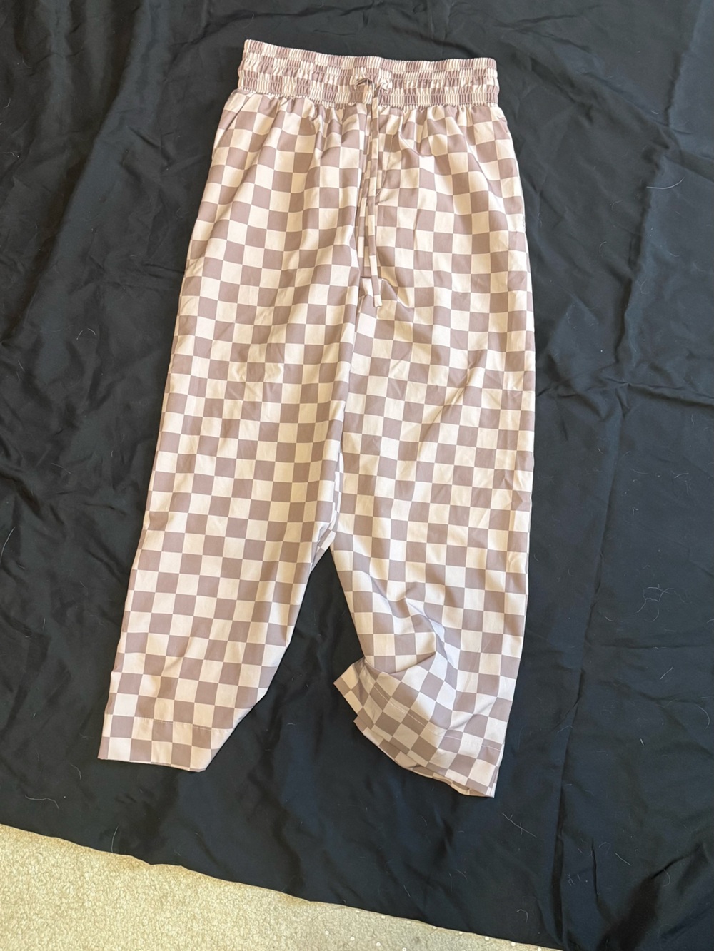 Albion Checkerboard Pajama Bottoms in Beige and White